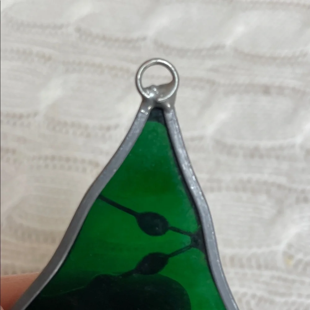 Stained Glass Christmas Tree Ornament w/ Gifts 4.75” H x 3.75” W good condition